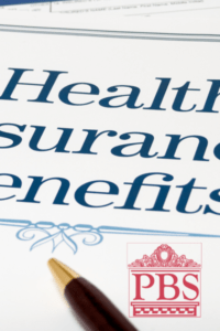 graphic showing health insurance benefit page with pbs logo and a pen